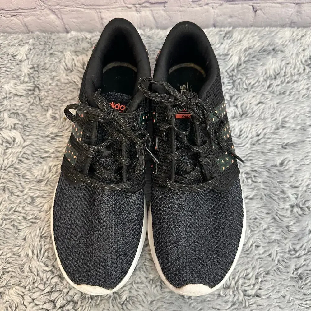 Adidas Cloudfoam QT Racer Shoes Black Coral Animal Print Women's Size 7